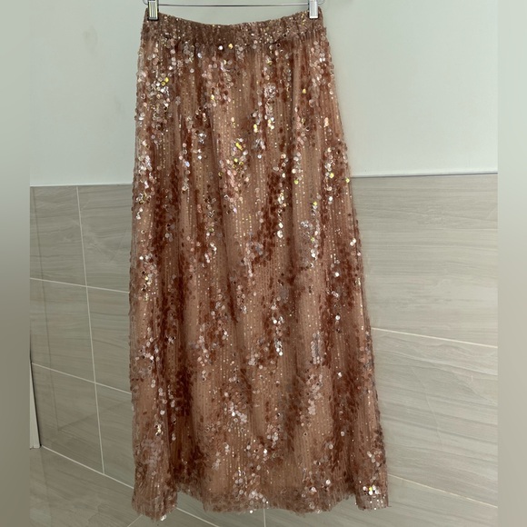 Zara Medium Pinkish Bronze Sequinned Midi Skirt - Picture 6 of 13